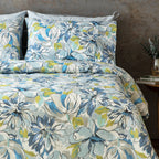 MEANDERING BLOSSOMS 250 TC PERCALE 100% ORGANIC COTTON PRINTED DUVET COVER SET