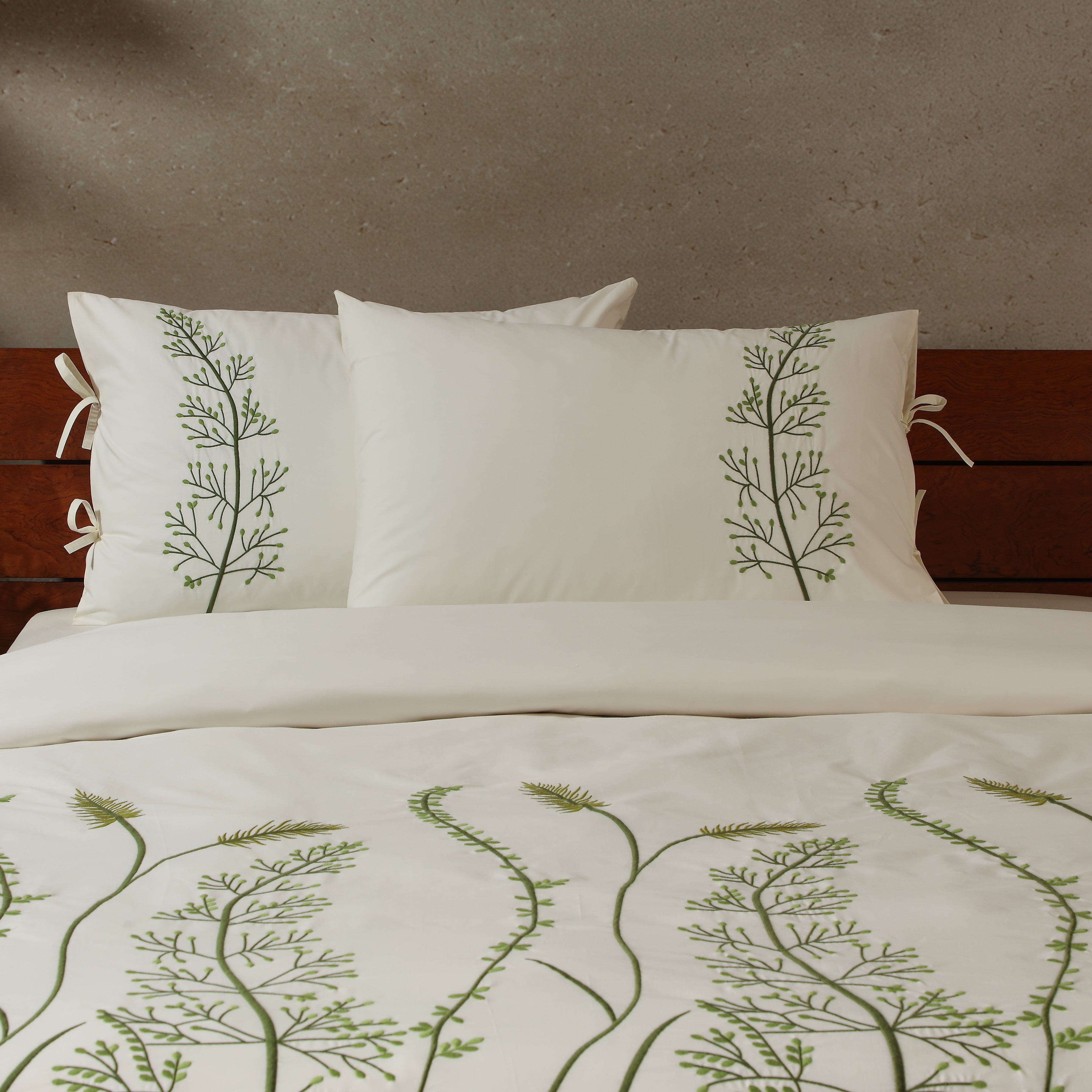 PALMA 250 TC PERCALE 100% ORGANIC COTTON EMBROIDERED DUVET COVER SET