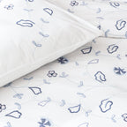 Paradiso — organic cotton percale embroidered duvet cover set, 200 TC, french inspired, blue accents, detailed view