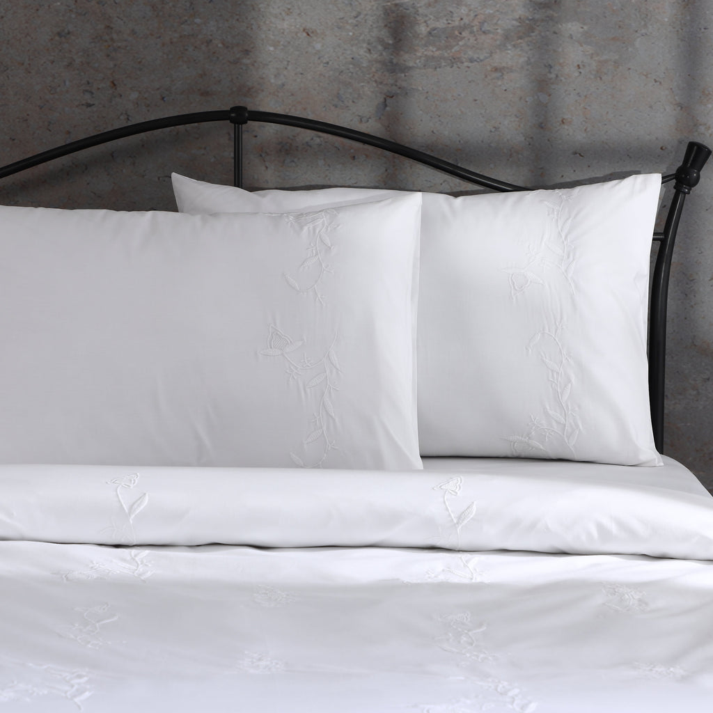 Whites of London Vintage Floral alternate view 250TC GOTS certified organic cotton embroidered duvet cover set with pillowcases Australia