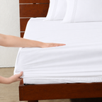 Organic Cotton Fitted Sheet being showcased on bed. New Zealand and Australia. 