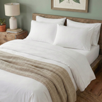 250 TC WHITE ORGANIC COTTON EMBROIDERED SHEET SET - WHITE ON WHITE
