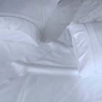 close up of sheet and pillowcase - BAMBOO COTTON EMBROIDERED SHEET SET - 375TC WHITE