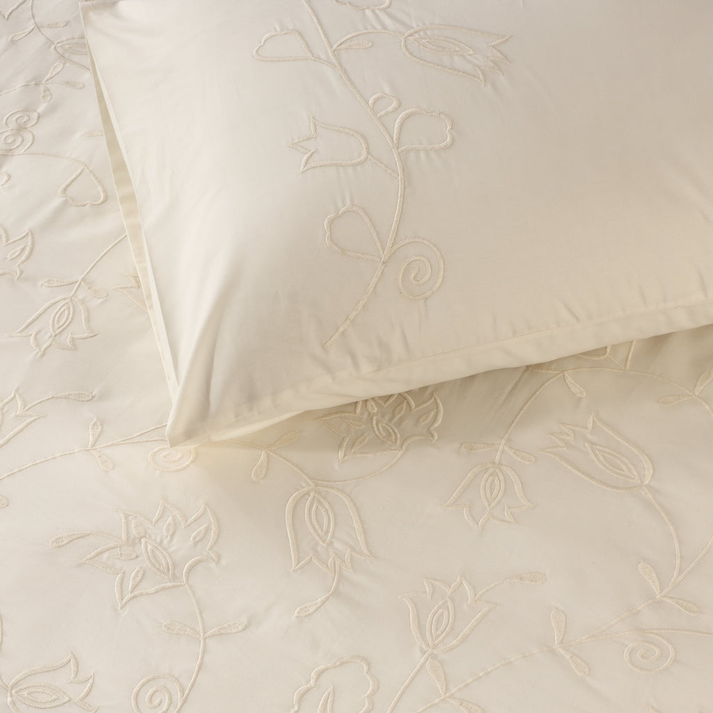 ABUNDANCE 250 TC PERCALE 100% ORGANIC COTTON EMBROIDERED DUVET COVER SET