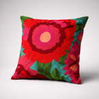 Whites of London Bliss Decorative Cushion – vibrant red floral raised crewel motif with insert NZ