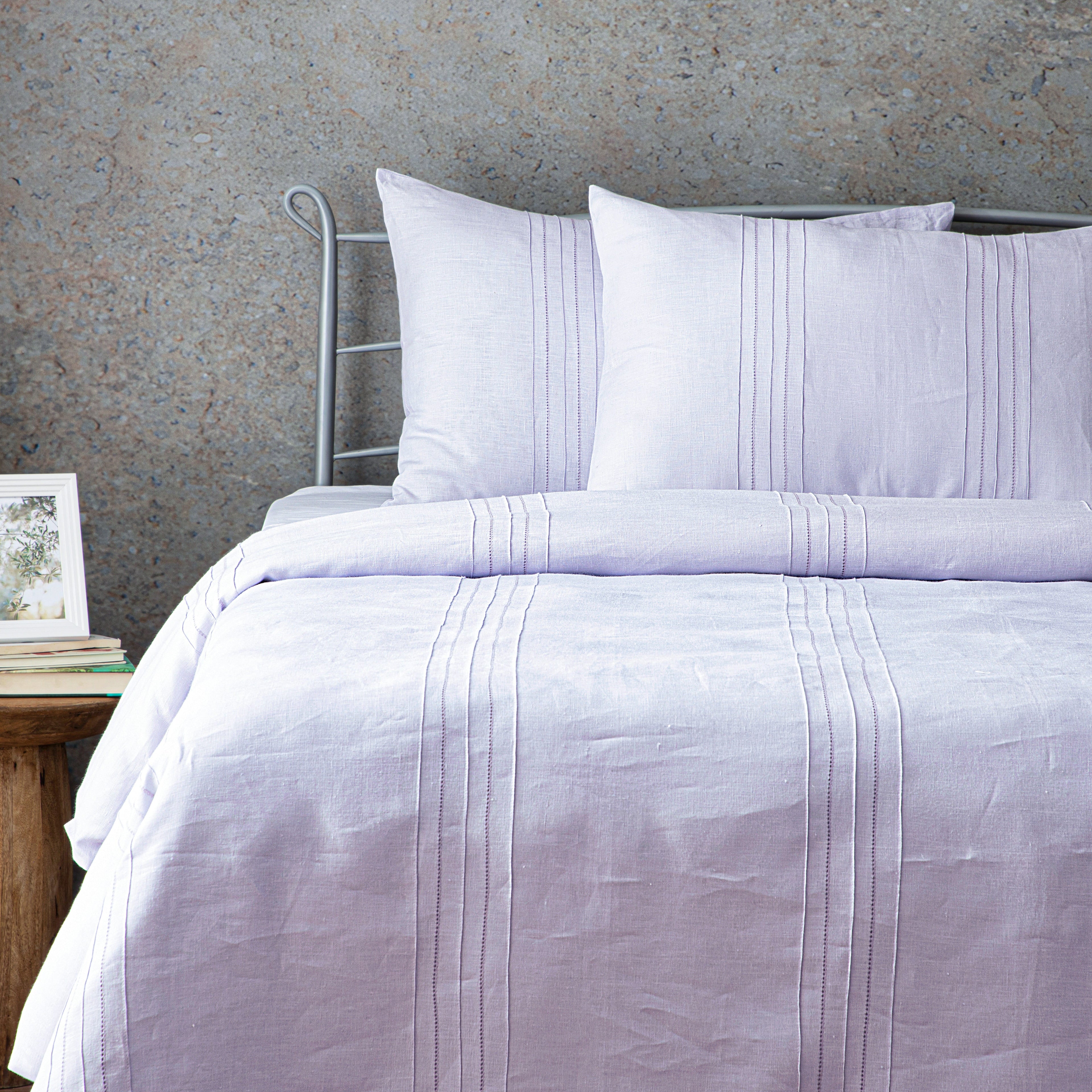 HEIRLOOM 100% PURE LINEN DUVET COVER SET - LAVENDER BLUSH