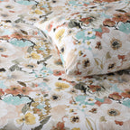 close up of BAMBOO COTTON PRINTED SHEET SET - MEADOW MIST 375TC